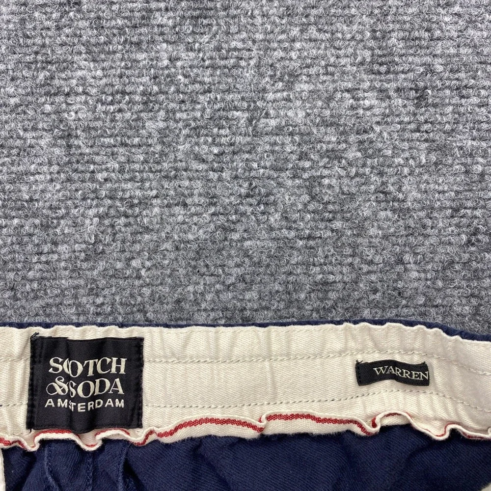 Scotch & Soda Warren Navy Blue Organic Cotton Linen Blend Drawstring Pants Sz 32
